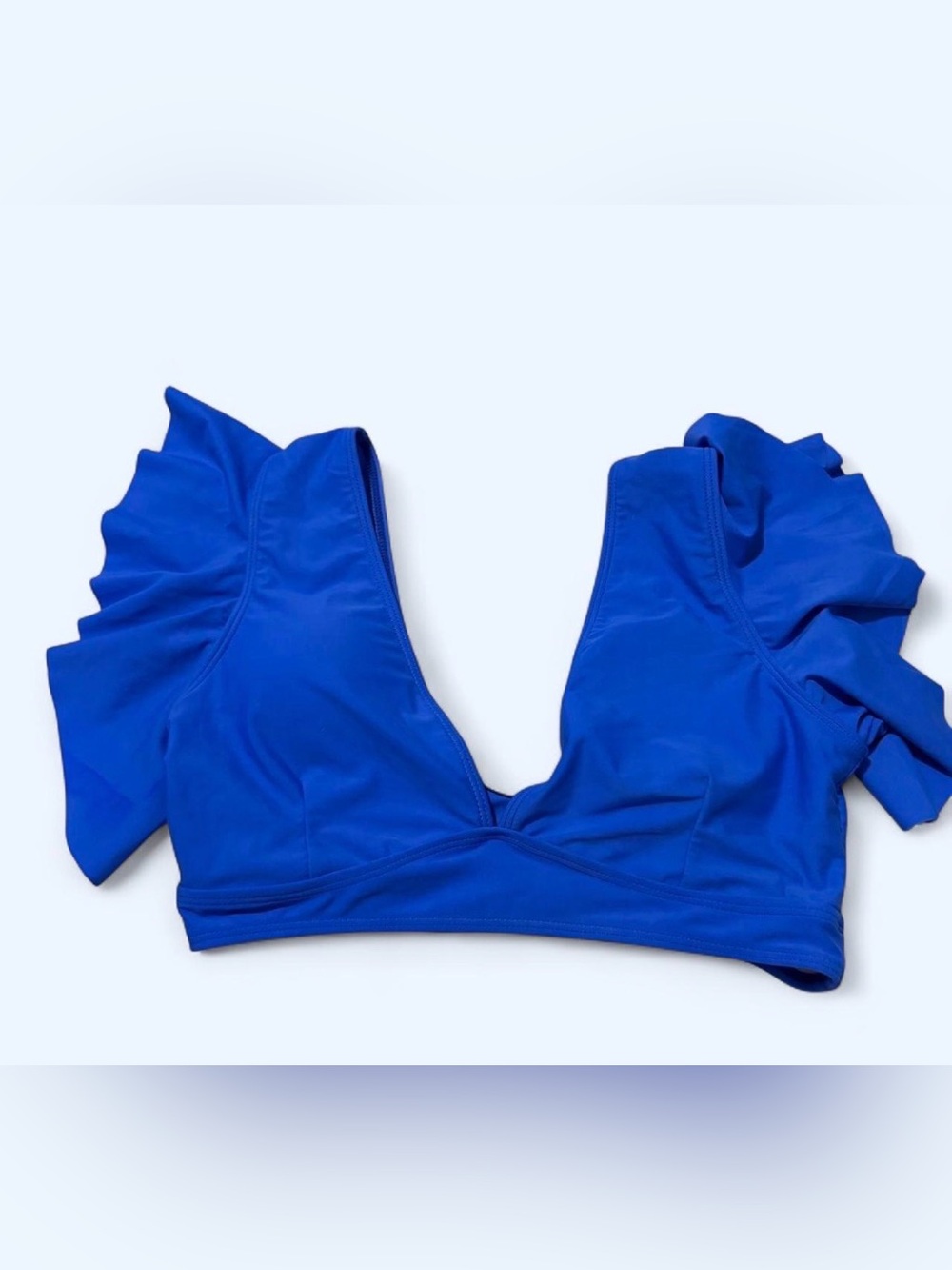 Kids Blue Ruffle Sleeve Swim Top